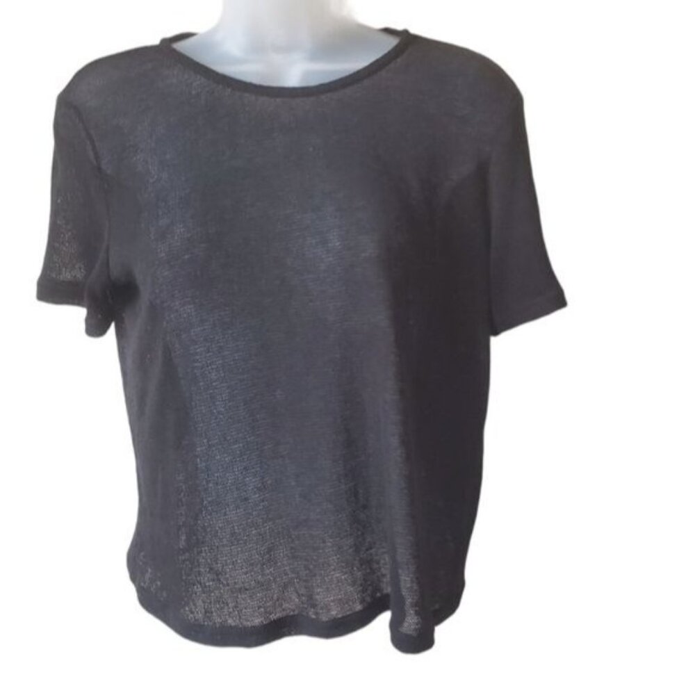 MP|C Womens Top Knit Black Short Sleeve Crewneck Stretchy‎ Soft Casual XSmall
